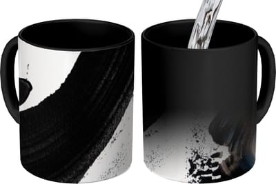 Magische Mok - Foto op Warmte Mokken - Koffiemok - Zwart - Abstract - Design - Magic Mok - Beker - 350 ML - Theemok