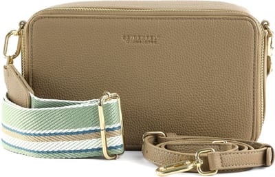 SEIDENFELT MANUFAKTUR Schoudertas Falun Svedala Big Crossbody Bag Smooth Taupe / Gold Lichtbruin
