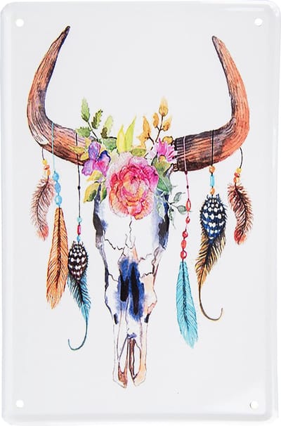 Clayre & Eef Wanddecoratie 20x30 cm Wit Bruin Metaal