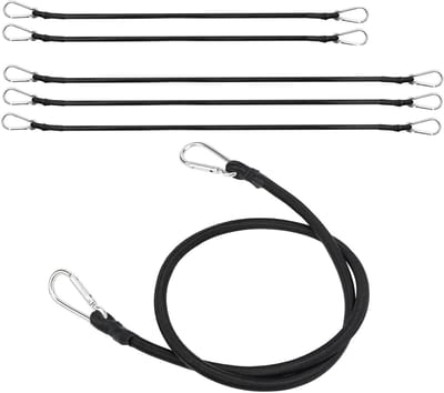 Set van 6 Bungee Cords met Haken, 1 m en 1,5 m Lange Luggage Belts, Ideaal voor Tarpaulins en Motorfietsen, 10 mm Dikke Spanningstouw