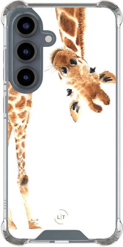 Shockproof hoesje - Geschikt voor Samsung Galaxy S25 - Giraffe - Extra sterke case - TPU/polycarbonaat - Giraffe - Bruin, Transparant