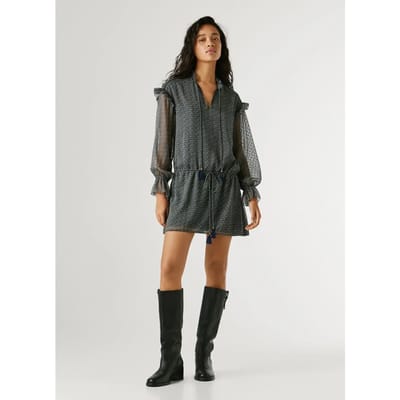 Pepe Jeans Alex Korte Jurk Met Lange Mouwen Grijs L Vrouw