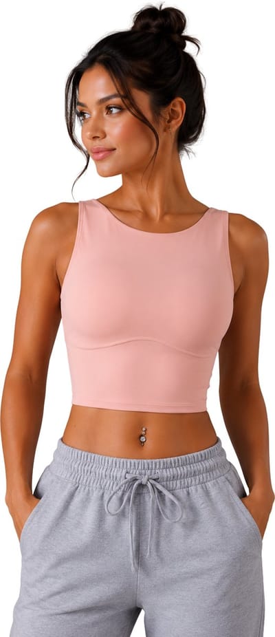 SparkNine Supportflex Sporttop met Built-in Bra - uitneembare pads - M - lichtroze - sport bh - met hoge ondersteuning - cropped