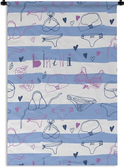 Wandkleed - Wanddoek - Bikini - Zomer - Patronen - 60x90 cm - Wandtapijt