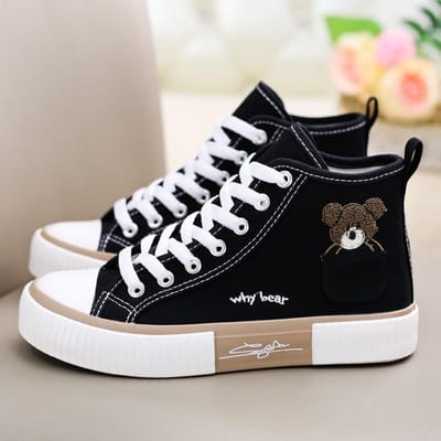 Schattige Dames Canvas Schoenen Dames Schoenen Zak Beer Dames Sneakers Veelzijdige Dames Gevulkaniseerde Schoenen 40 gray