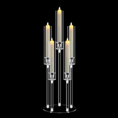 Set van 5 Acryl Kaarsenhouders van 68 cm Hoog voor Tafelcentra, Perfect voor Kerst, Bruiloften en Feestdecoratie met LED Kaarsen van 0,87