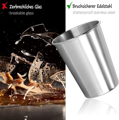 Candala 3x roestvrijstalen drinkbeker - lichte mok van roestvrij staal