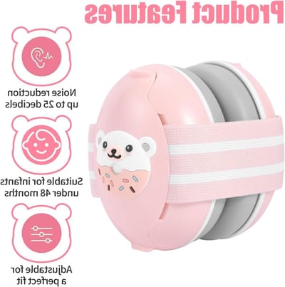 Geluiddempers voor Baby's en Peuters tot 48 Maanden, Verstelbare Hoofdband, 25dB Geluidsbescherming en Comfortabele Pasvorm