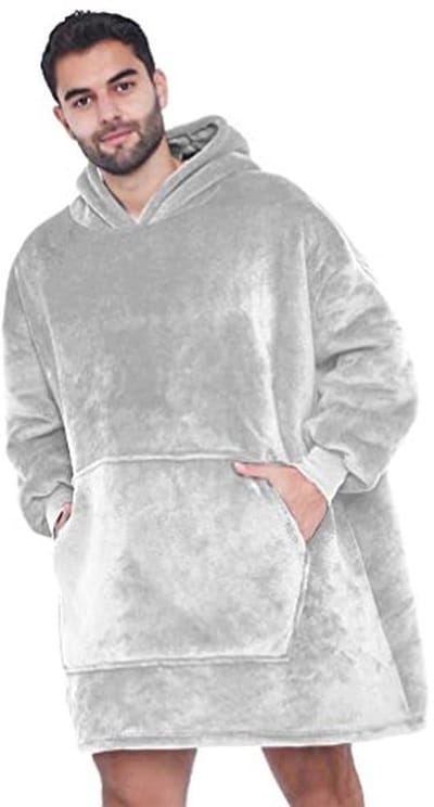 Oversized Hoodie Deken - Super Zacht en Comfortabel - Unisex One Size - Lichtgrijs