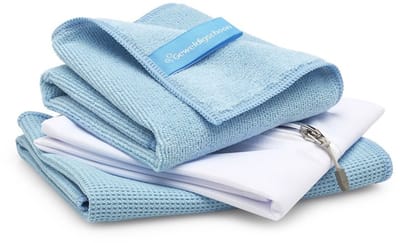 Geweldigschoon Raamdoekenset - Schoonmaakdoek, droogdoek en waszak - Microvezeldoeken - Maat M - Blauw