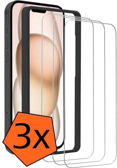 Screenprotector - 3 Stuks - Geschikt voor Apple iPhone 15 - Met Installatie Frame - Gehard Glas - Beschermglas - Tempered Glass - Screen Protector