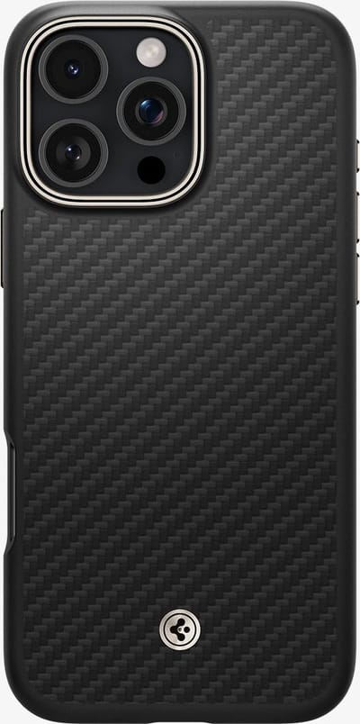 Spigen Enzo Aramid Hoesje Geschikt voor Apple iPhone 16 Pro Max - Aramide Back Cover - Compatibel met MagSafe - Militaire Standaard - Matte Zwart