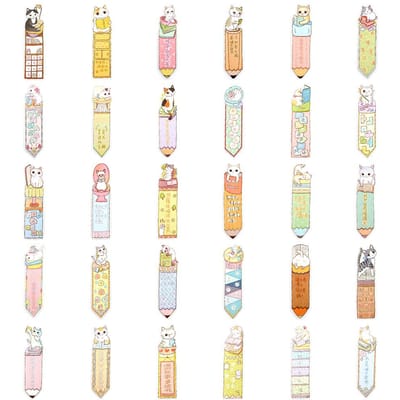 30 stuks/partij schattige grappige kat bladwijzer papier cartoon dieren bladwijzer promotionele geschenk briefpapier film bladwijzer beige