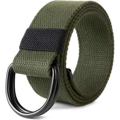 Canvas Herenriem Hoge Kwaliteit Unisex Dubbele D-Ring Gesp Tailleband Casual Canvas Damesriem Casual Sportriem Tactische Riemen 120cm groen