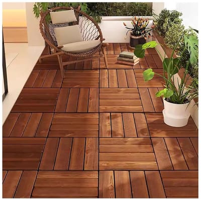 Terrastegels Hout - Vloerplanken Composiet - Buitenruimte Aankleden - Snelle Waterafvoer - 30x30cm - Bruin