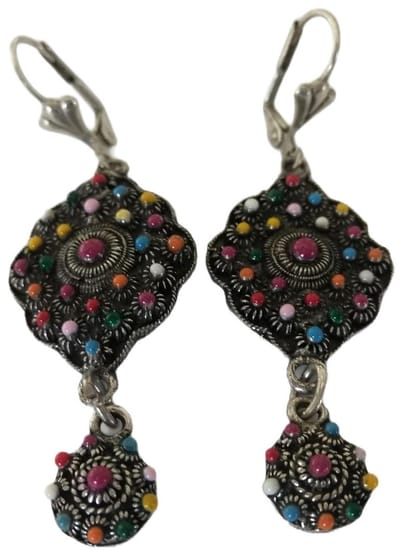 Zeeuws Meisje - Luxe lange oorhangers zeeuwse knopjes multicolour