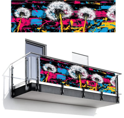 Balkonscherm 300x95 cm - Balkonposter Street Art - Kleurrijk - Muur - Balkon scherm decoratie - Balkonschermen - Balkondoek zonnescherm