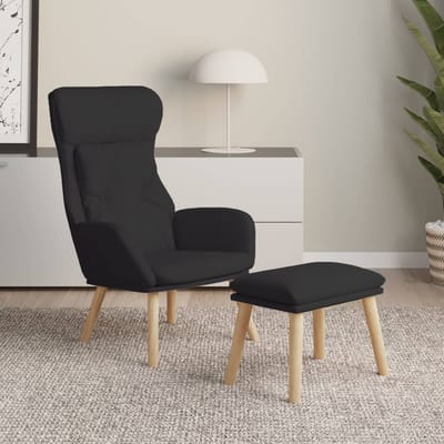 vidaXL - Relaxstoel - met - voetenbank - stof - zwart