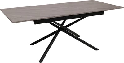 Eettafel MCW-O57, uitschuifbare eettafel, ijzer MDF uitschuifbaar 160-200x90cm ~ marmerlook grijs