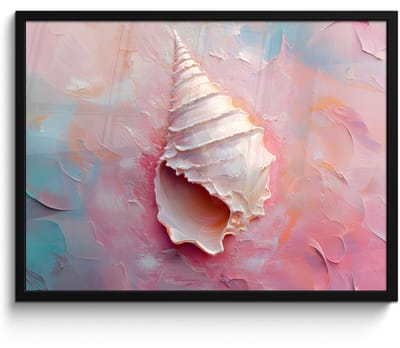 Poster in lijst - Fotolijst 70x50 cm - Posters - Schelp - Pastel - Pink - Posterlijst zwart - Decoratie - Wanddecoratie woonkamer - Muurdecoratie slaapkamer