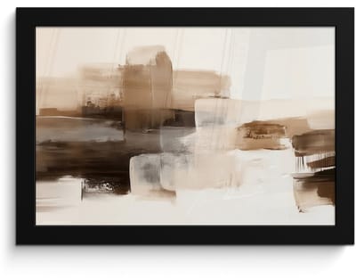 Poster in lijst - Fotolijst 30x20 cm - Posters - Penseelstreken - Abstract landschap - Rust - Posterlijst zwart - Decoratie - Wanddecoratie woonkamer - Muurdecoratie slaapkamer