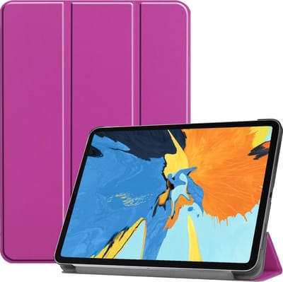 Hoes - Geschikt voor Apple iPad Pro (2020) - 11 inch - Dun & Stevig - Trifold Bookcase - Hard Cover - Hardcover Book Case - Tablet Hoesje - Paars