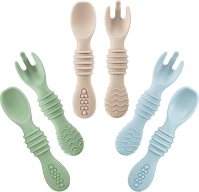 JGS ® Babylepel Set van 6 Stuks voor Zelfstandig Eten vanaf 4 Maanden, Siliconen Bestek voor Kleintjes