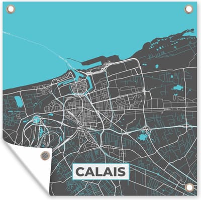 Tuin poster Calais - Frankrijk - Plattegrond - Kaart - Stadskaart - 200x200 cm - Tuindoek