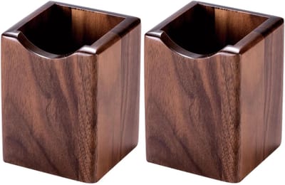 KZQ Pennenhouder van massief hout - Pennenhouder - Bureau-organizer - Geschikt voor vulpennen, potloden en markers - Stijlvol en duurzaam - Milieuvriendelijk - Geschikt voor thuis, op kantoor en voor creatief werk - Walnoothout - Set van 2