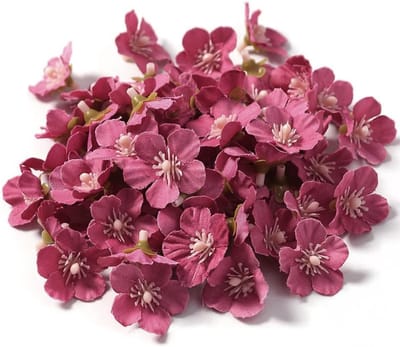 100 stuks kleurrijke mini kunstbloemen, kersenbloesem bloemhoofddecoratie voor DIY knutselen, bruiloften, boeketten en huisdecoratie, 2,5 cm diameter