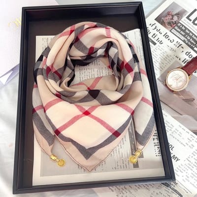Sjaal-65cm-Vierkante sjaal met magnetische drukknoopsluiting – Te vormen tot driehoekige sjaal – Stijlvolle & elegante nekwarmer – Must-have voor elke outfit-Burburger