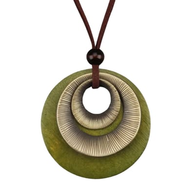 Ketting- hout- groen - Charme Bijoux
