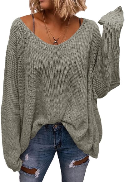 Dailygoods- Damestrui V-hals - Oversized - Gebreide Trui - Lange Mouwen - Zacht Materiaal - Losse Pasvorm