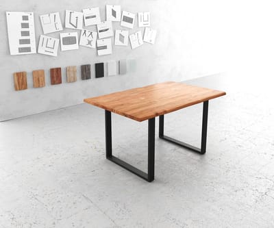 Eetkamertafel Classic-Edge acacia natuur 140x90 metaal zwart