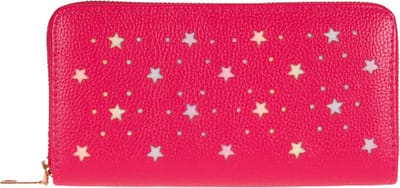 Portemonnee fuchsia met sterretjes - 20x11cm