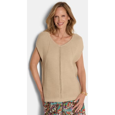 Chique tricot pullover met een stijlvolle glans - beige - Gr. 24 van Goldner Fashion