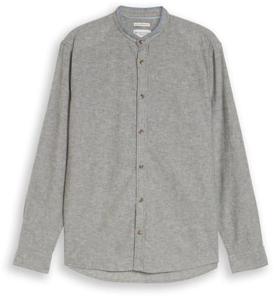 Tom Tailor - Regular fit overhemd met linnen - Maat XXL - faded leaf green chambray