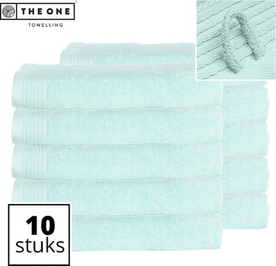 The One Towelling Classic Strandlakens - 100 x 180 cm - 10 Stuks - Voordeelverpakking - Hoge vochtopname - 100% Gekamd katoen - Mint