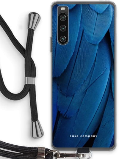 Case Company® - Hoesje met koord geschikt voor Sony Xperia 10 IV hoesje met Koord - Pauw - Telefoonhoesje met Zwart Koord - Bescherming aan alle Kanten en Over de Schermrand