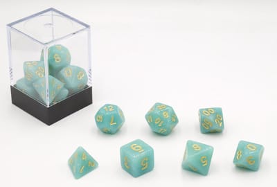 HOT Games dobbelstenen set pastel turquoise - 7 stuks kunststof.