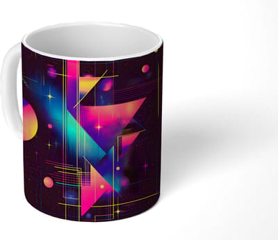 Mok - Koffiemok - Driehoeken - Cirkels - Abstract - Sterren - Mokken - 350 ML - Beker - Koffiemokken - Theemok