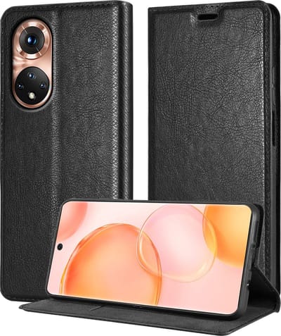 Cadorabo Hoesje geschikt voor Honor 50 / Huawei NOVA 9 in ZWARTE NACHT - Beschermhoes met magnetische sluiting, standfunctie en kaartvakje Book Case Cover Etui