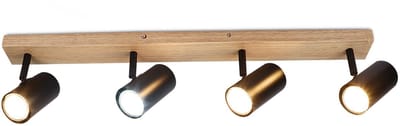 NETTLIFE Opbouwspot - Hout - rechthoekig - 4-Lichts - GU10 Fitting - zwart - Moderne Plafondlamp - 350° Draaibaar Plafondspot - voor Hal | Slaafkamer | Kantoor | Woonkamer - Zonder Lichtborn