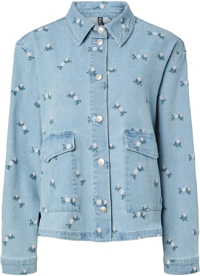 PIECES - PCFLORA LS DENIM EMB SHIRT NOOS - Meisjes - Blouses