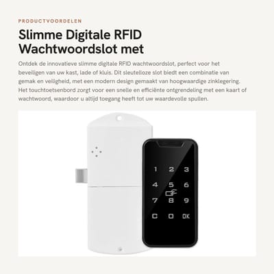 Dailygoods - Slimme Digitale RFID Wachtwoordslot met Touchtoetsenbord - Zinklegering Sleutelloze Lock voor Kast, Lade en Kluis