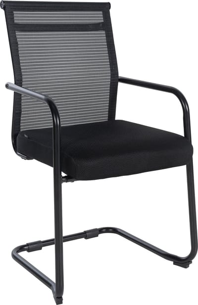 CLP Denny Eetkamerstoel - Bezoekerstoel - Met metalen frame - Met Armleuning - Stof - zwart