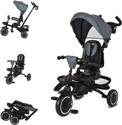 Driewieler voor kinderen - Inklapbare loopfiets - Buitenspelen - 360 graden draaibare zitting - 100 x 54 x 104 cm