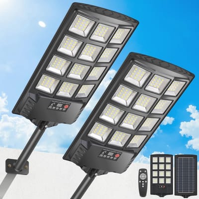 Zonne-energie Buitenlamp met Bewegingssensor en Afstandsbediening, IP67 Waterdichte Tuinlicht 400W 6000K