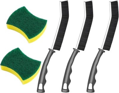 Reinigingsborstel Set van 5, Harde Varkenshaar Sponzen voor Keuken en Badkamer, Ideaal voor Smalle Hoeken en Spleten Schoonmaken