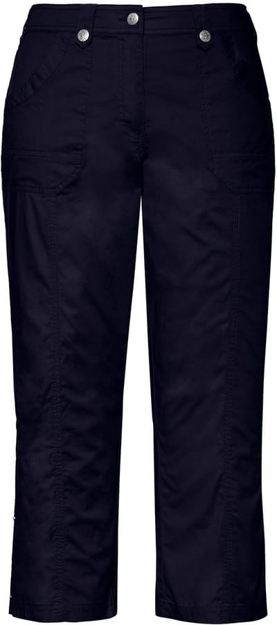 Ulla Popken - Dames - 7/8-cargohose oprolbandje voor broekspijp - Marine - Maat 52